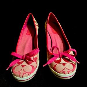 Coach Signature Monogram C Pink Wedges